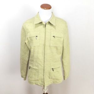 CAbi Textured Utility Green Zipper Jacket Coat Women’s Sz 12 Style‎ #120